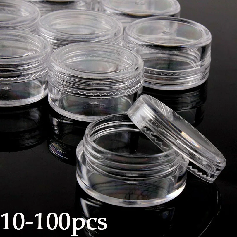 Empty Plastic Cosmetic Makeup Jar Pots Transparent Sample Lip Balm Container Bottles Eyeshadow Face Cream storage jar 10-100pcs 3g