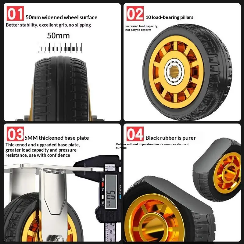 1Pcs Soft Elastic Rubber Caster 3/4 Inches Universal Caster Wheels Profile Castor Wheels With Brakes Floor Marks Silent Casters