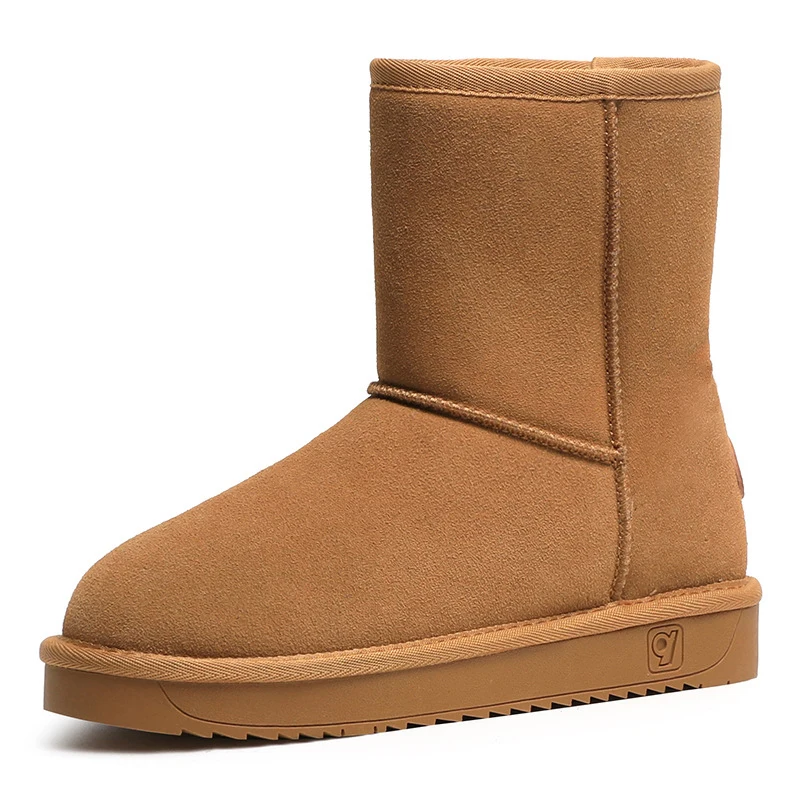 ZUZI Women's Snow Boots Cow Leather Fur Women Top High Quality Australia Boots Winter for Women Warm Botas Mujer