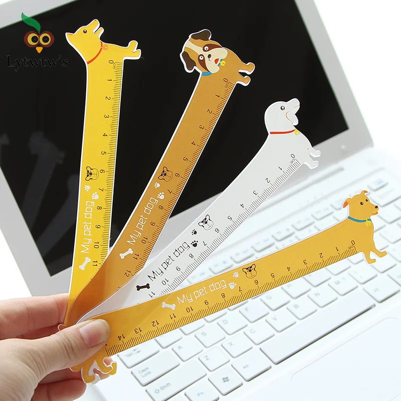 Kawaii Cute Lovely Puppy Dog Straight Ruler Student Stationery School Office Supply Measuring Sewing Drawing Gift 1 Piece