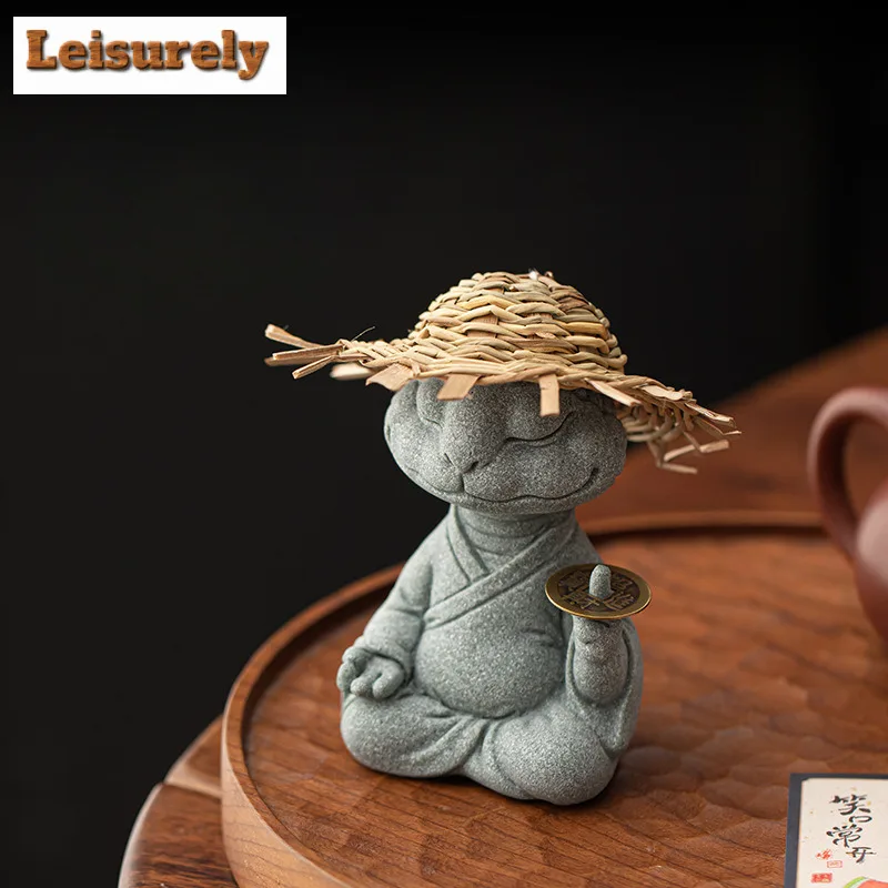 Green Sand Stone Attraction Wealth Tea Pet Traditional Tea Games Tea Figurine Play Toys Tea Statue Ornaments Supplies Gift Craft
