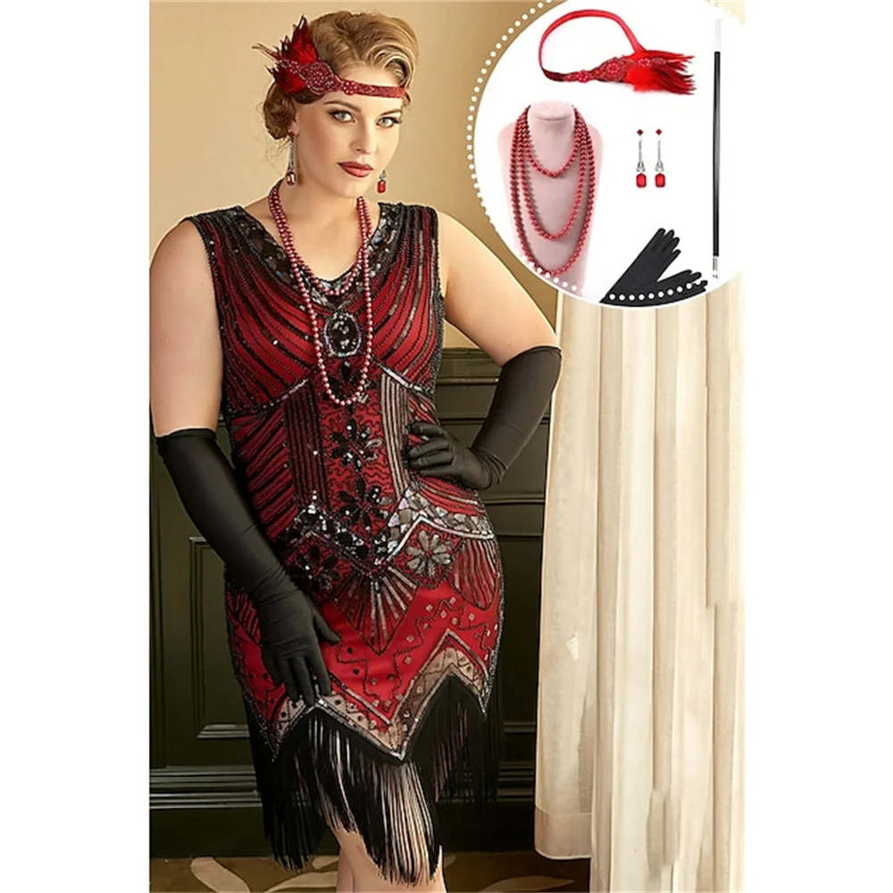 

Retro 20s 1920s Flapper Dress Outfits Flapper Headband Shawls The Great Gatsby Women's Sequins Tassel Fringe