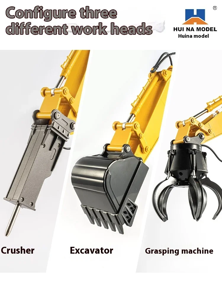 16-Channel Rc Excavator Construction Vehicle Multifunctional Grabbing Machine 3 Working Heads Simulation Boy Adult  Kid'S Toy 3