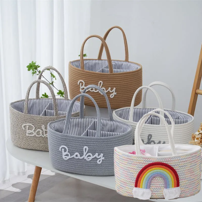 Multifunctional Travel Out Portable Mommy Bag Cotton Rope Diaper Bag Diaper Storage Bag Baby Diaper Storage Basket