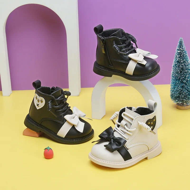 

Autumn Winter baby Boys Girls Short Microfiber Leather Boots Child Boys British Style Fashion Shoes