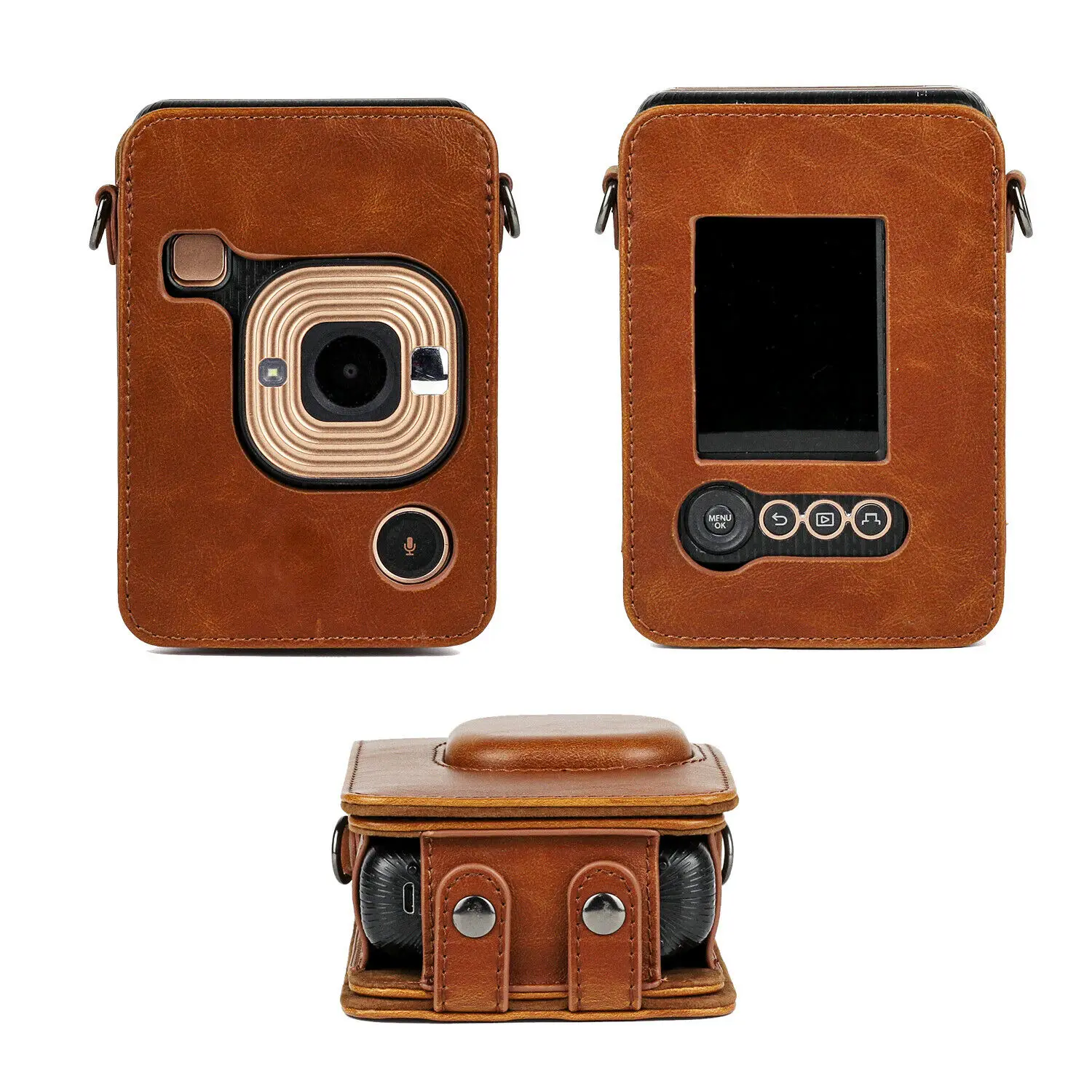 Retro PU Leather Case for Fujifilm Instax Mini Liplay Hybird Instant Film Camera Carrying Compact Shoulder Bag Mini LiPlay Cover