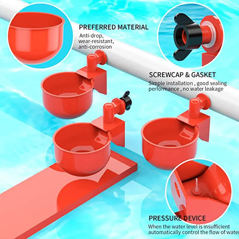 Chicken Water Feeder Automatic Filling Waterer Poultry Drinking Bowl For Chick Ducks Birds Turkeys Etc 12pcs Large Cups poultry drinking cups poultry water dispenser poultry feeder animal drinking bowl poultry waterer