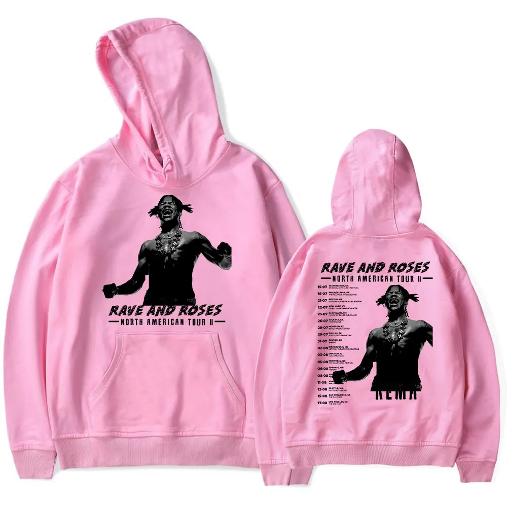 thumbnail image 1 of Sudadera con capucha Rema 2023, gira norteamericana de Rave And Roses, con estampado de merchandising, unisex, estilo hip hop informal, 1 of 5