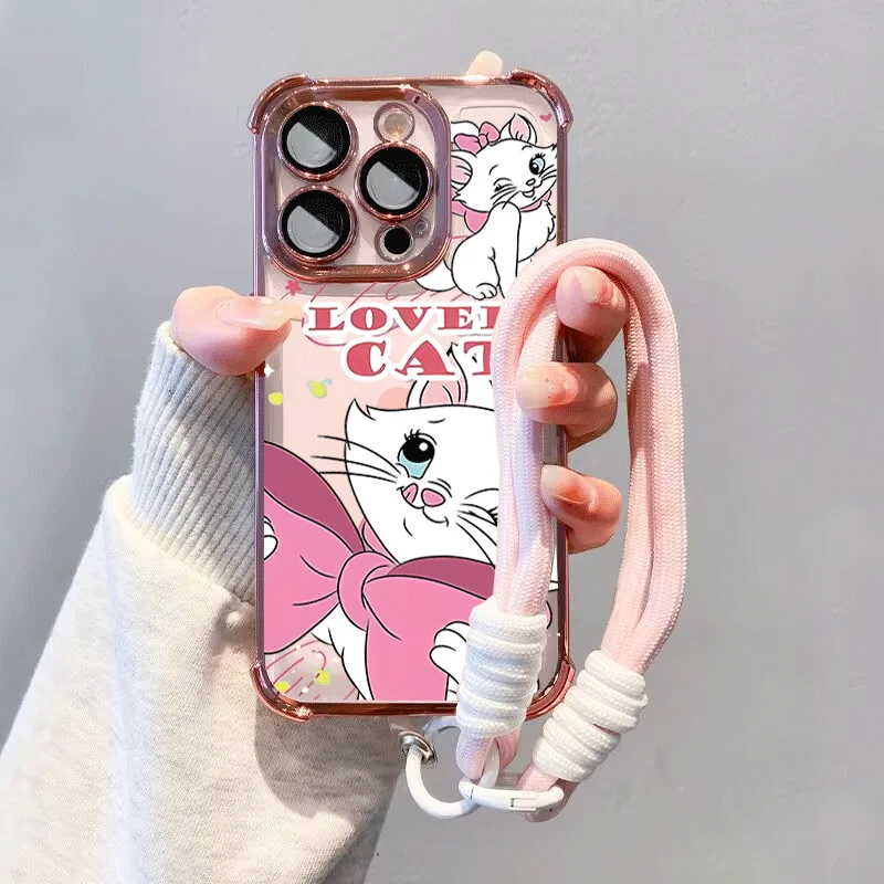 Cute Mary Cat Plating Clear Phone Case Cover