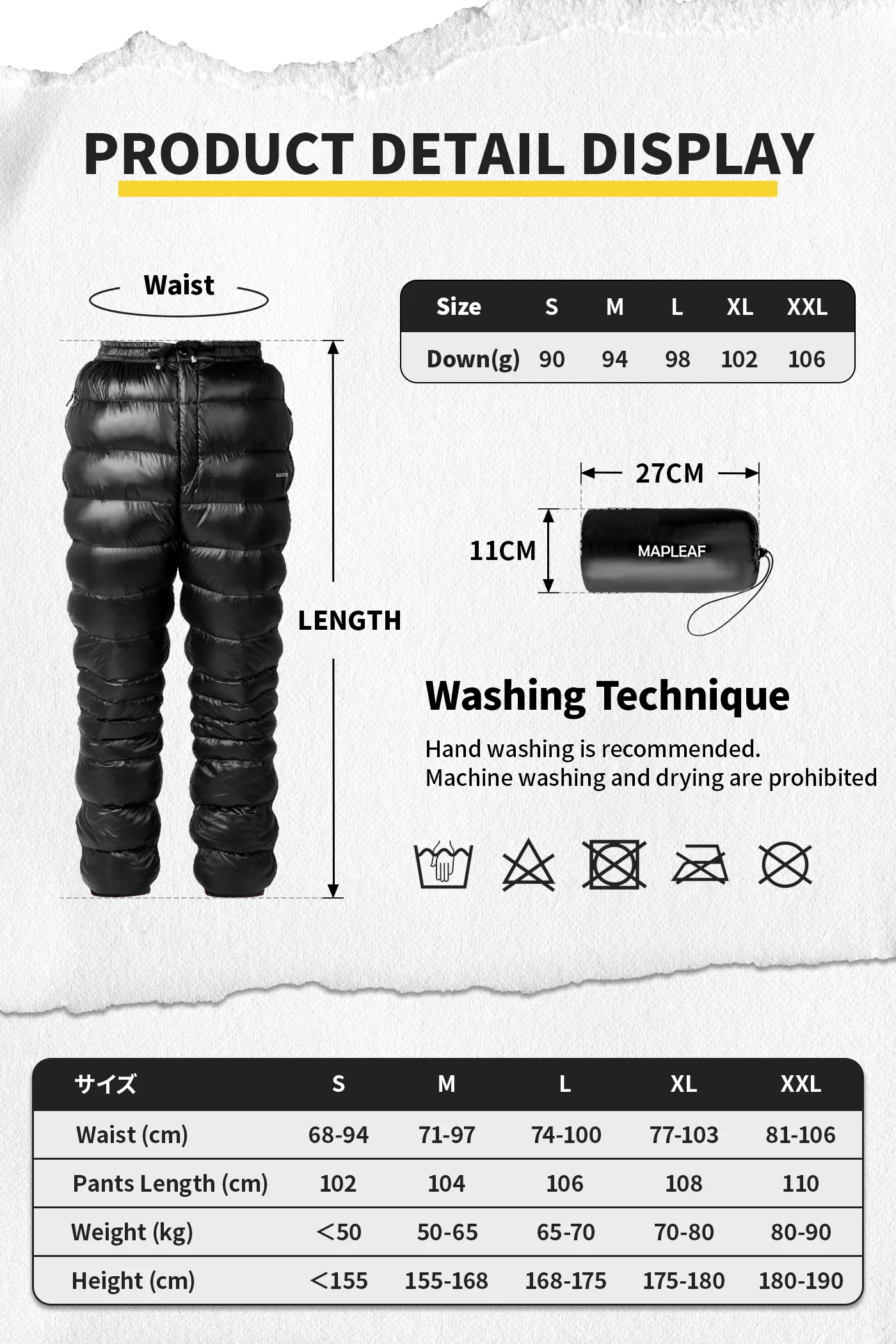 Ultralight 800FP Winter Down Pants 5