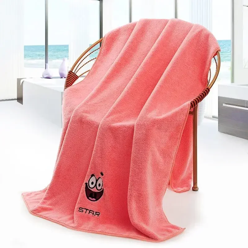 스폰지밥 패트릭 스타 타올, 애니메이션 어린이 자수 목욕 수건, 매우 두껍고 부드러운 성인 소년 소녀 얼굴 수건