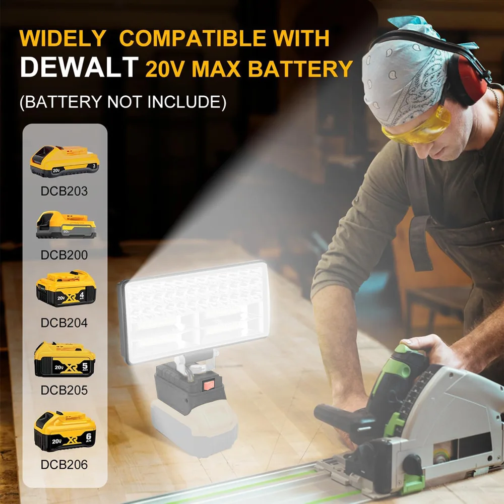 For Makita/Dewalt 18V Li-ion Battery LED Work Light 4/5/8 inch Flashlight Portable Emergency Flood Camping Lamp Practicality Led Flashlight Led Work Light Work Light