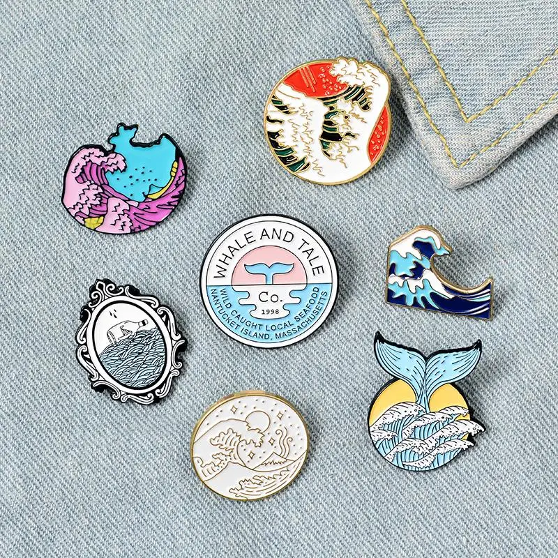 Secret Of Ocean Smalto Pin Sea Wave Mermaid Tail Badge Spille Personalizzate Spilla Jeans Camicia Bag Freedom Mind Jewelry Gift