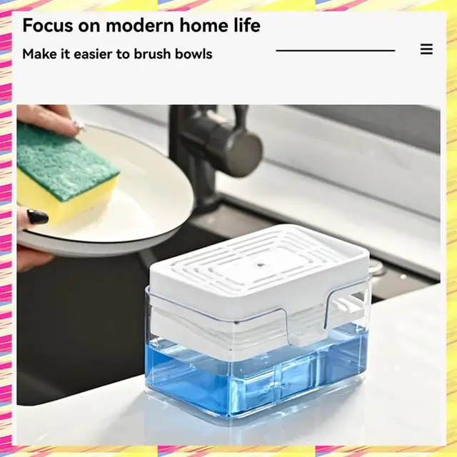 ABJJ อ่างล้างจานตู้ทําสบู่ล้างจานสบู่กดสบู่กล่องฟองน้ําครัวผงซักฟอกคอนเทนเนอร์ 4