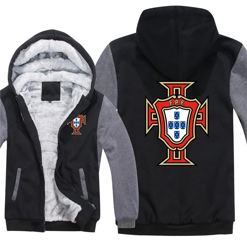 Portugal Hoodies Men Coat Winter Warm Fleece Portugal Sweatshirts Jacket Streetwear 3