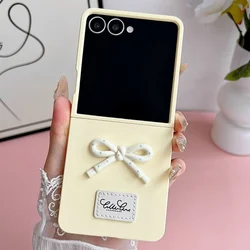 Chic 3D Polka Dot Bow Matte Phone Case in Candy Colors - ZFlip4 (Yellow)