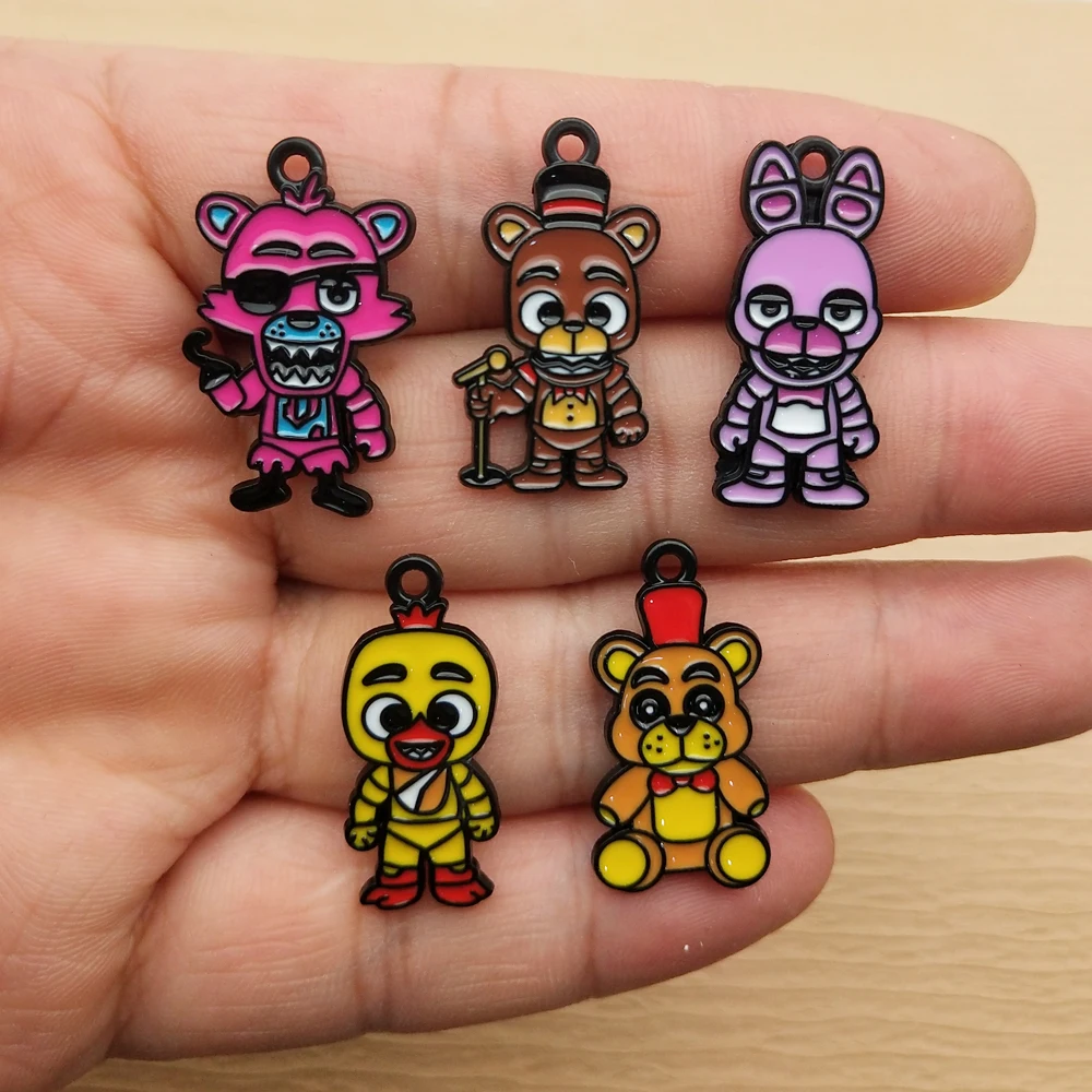 Cartoon Charm 10pcs for Jewelry Making Enamel Necklace Earring Bracelet Pendant Diy Accessories Alloy Metal Black Plated