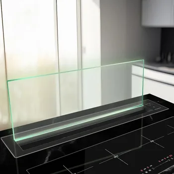 2025 New Design Slim Line Glass Downdraft Cooker Hood Island Vented Air Down Air for House-hold and Hotel Use 1