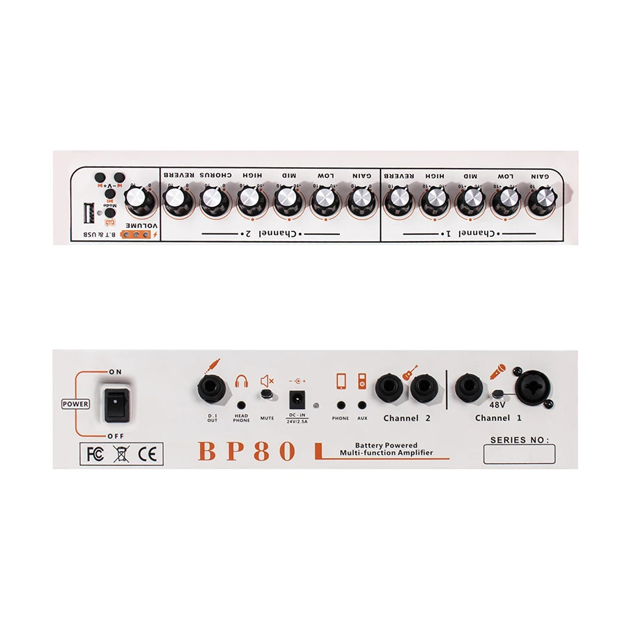 Amplificatore Per Chitarra Acustica Coolmusic BP80 - Bluetooth, 100W, 6 Ingressi - Foto 9