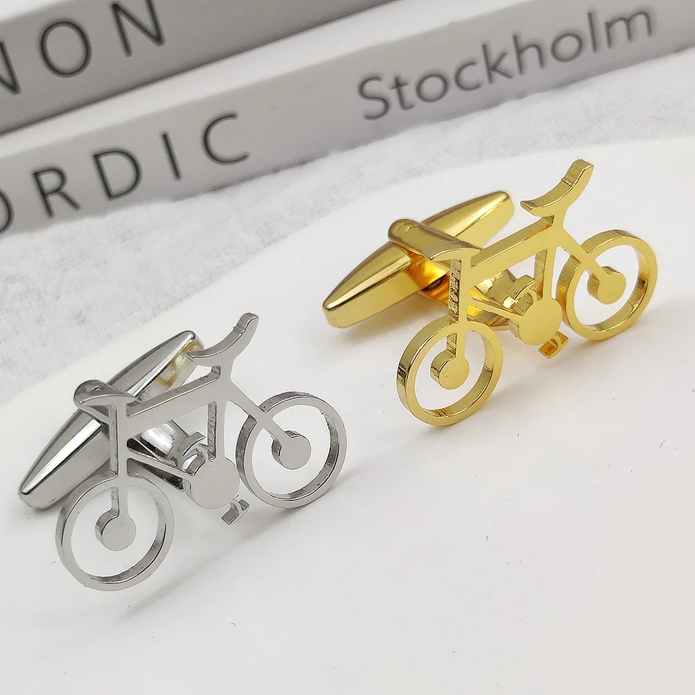 

Personalized Mens Shirt Cufflink Stainless Steel Bicycle Pattern Suit Sleeve Cufflink Fashion Jewelry Fathers Day Gift Wholesale