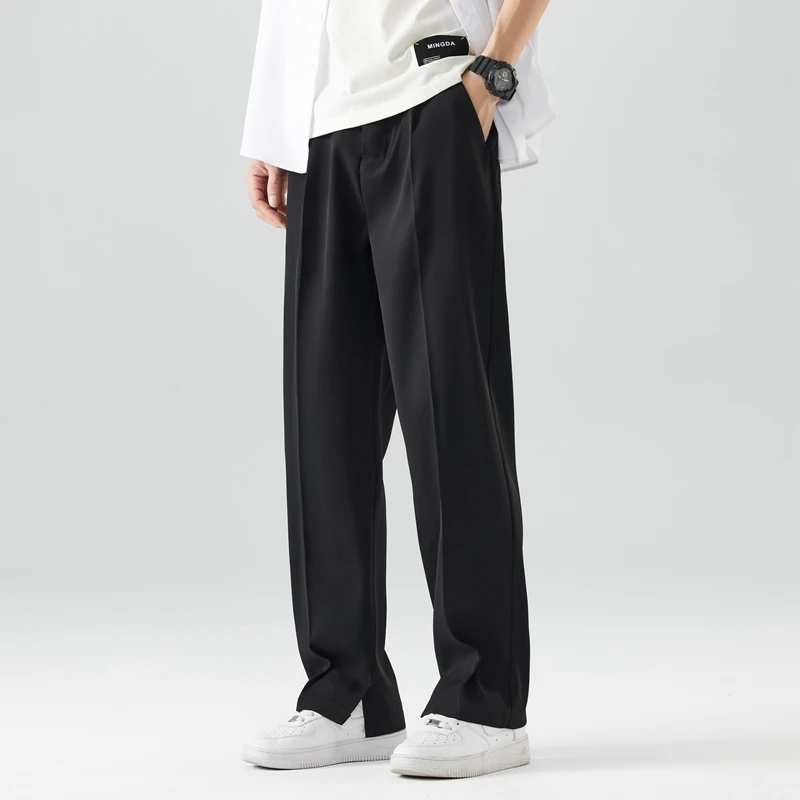 Wide Leg Sweatpants Wide Leg Pants Casual Suit Pants Light&Thin Korean Men's Pants Straight Loose Semi-Wide Sweatpants Soft Wide Leg Long Baggy Trousers