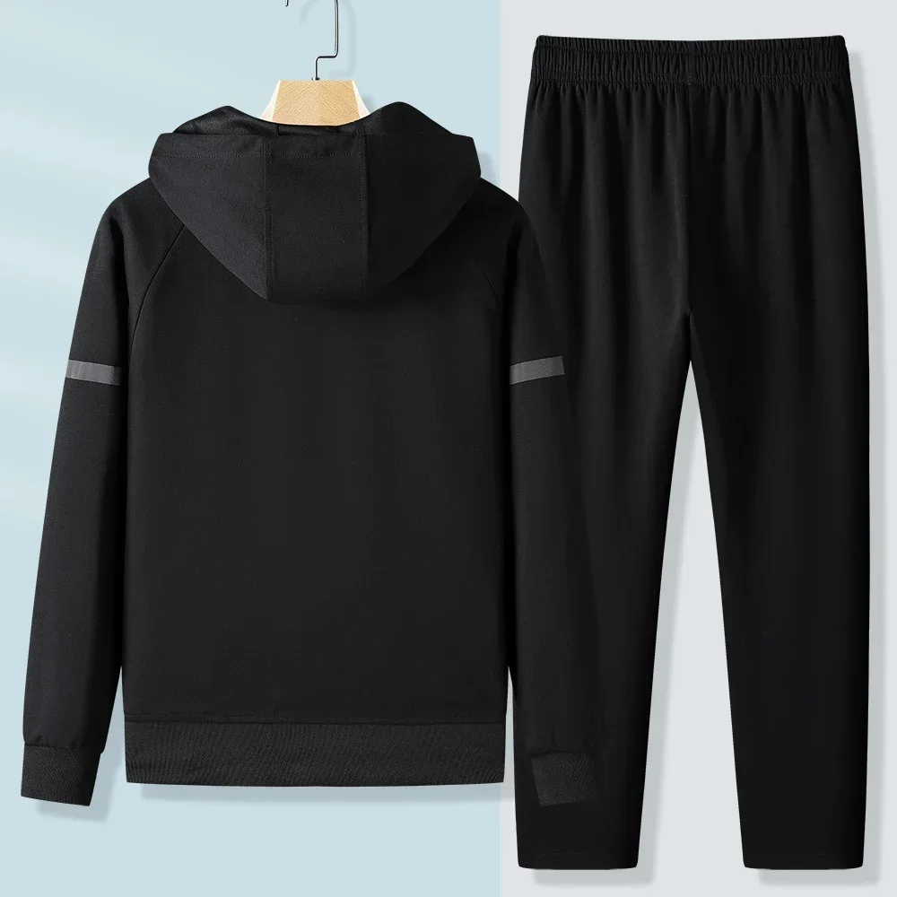 Men Running Sports Tracksuits Sets Hoodies Zipper Outwear Sportwear+Sweatpants Sets Male Workout Sports Outfit Autumn Spring 4