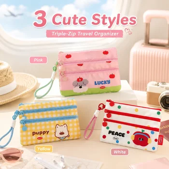 Portafoglio da Viaggio con Motivi Cartoon, Porta Passaporto Biglietti e Carte d'Identità, Piccola Borsa Portatile per Viaggi