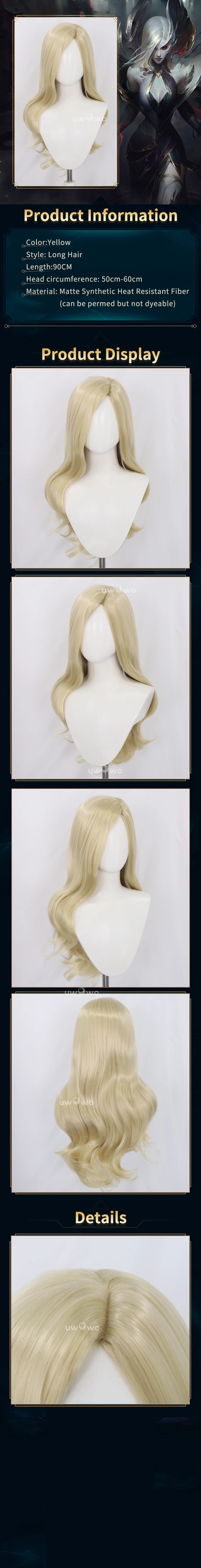 Morgana Cosplay Perücke League of Legends/LOL Coven Morgana Cosplay Perücke Gelbes Haar 90CM 1