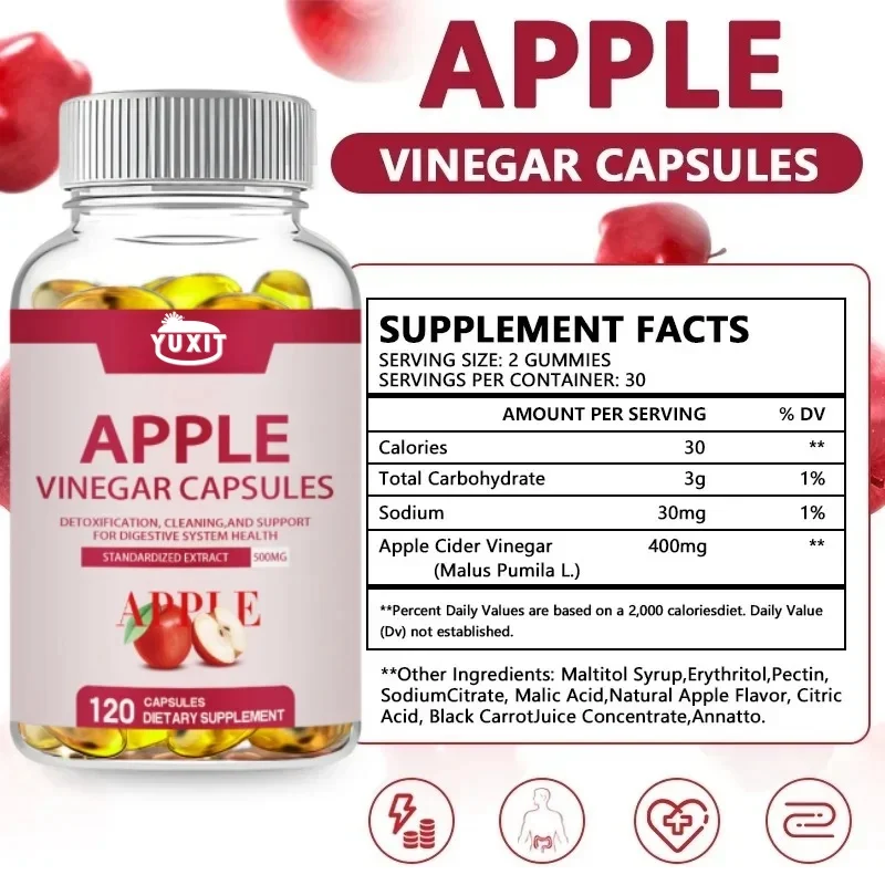 YUXITMinch Apple Cider Vinegar Capsules Max 400mg Natural Raw with Cinnamon Ginger & Cayenne Pepper Detox Vitamin C Supplement