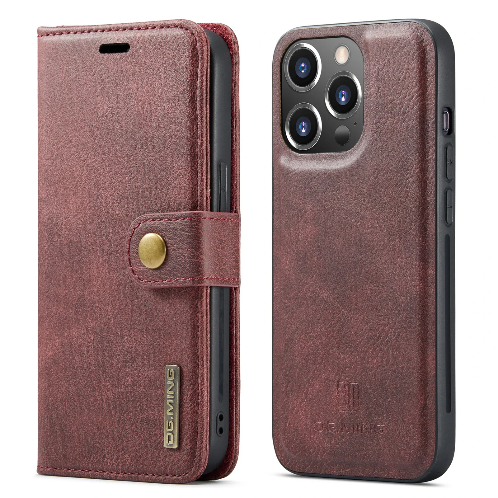Funda de cuero magnética desmontable para iPhone 16 Pro Max 15 12 13 11 14 Plus XS XR X SE 2022 Funda tipo billetera con tarjetero