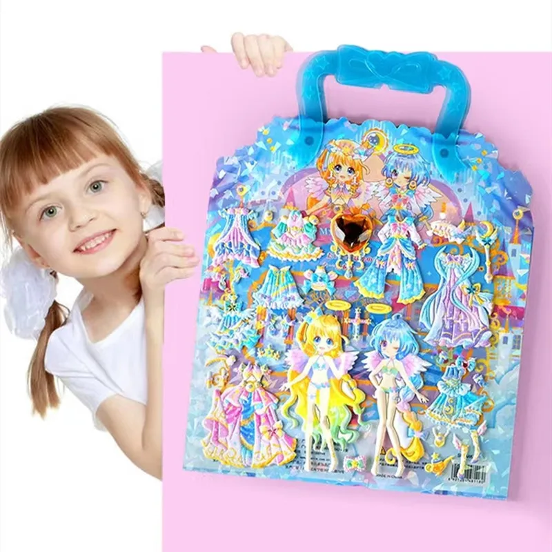 Crianças Vestir Boneca Adesivos, Dupla Camada, 3D Princesa, Desenho Animado  Etiqueta de Papel, Menina Kawaii Traje Mudança Adesivo, Pequeno Presente  Brinquedos, 1Pc