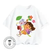 Fun Boys Girls Fashion T-shirt Dora Animated Cartoon Printed Kids T-shirt Hip Hop Boys Clothes White Short Sleeve Shirt Top 3
