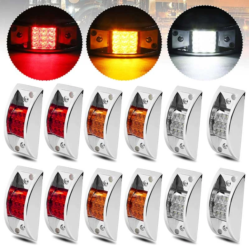 

10pcs 12 LED Square Side Marker Light Rear Light Turn Signal Lamp 12V 24V Warning Stop Light For Car Truck Trailer Tractor Lorry