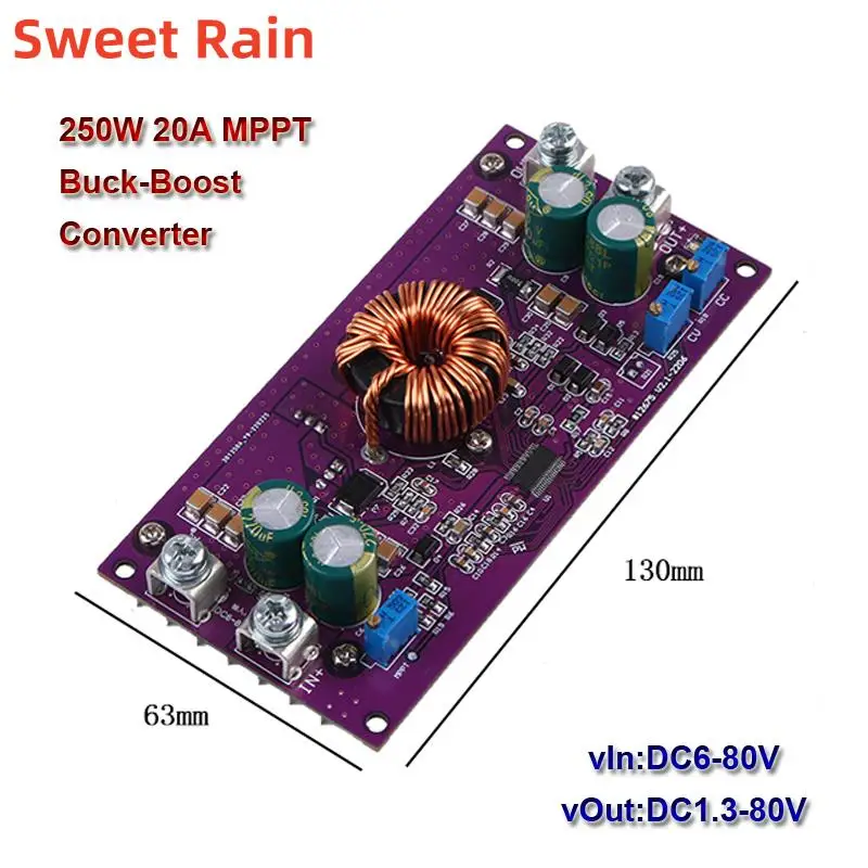 

250W 15A DC-DC Buck Boost Converter MPPT Solar Charging Power Supply Module Adjustable Voltage Regulators LED Driver