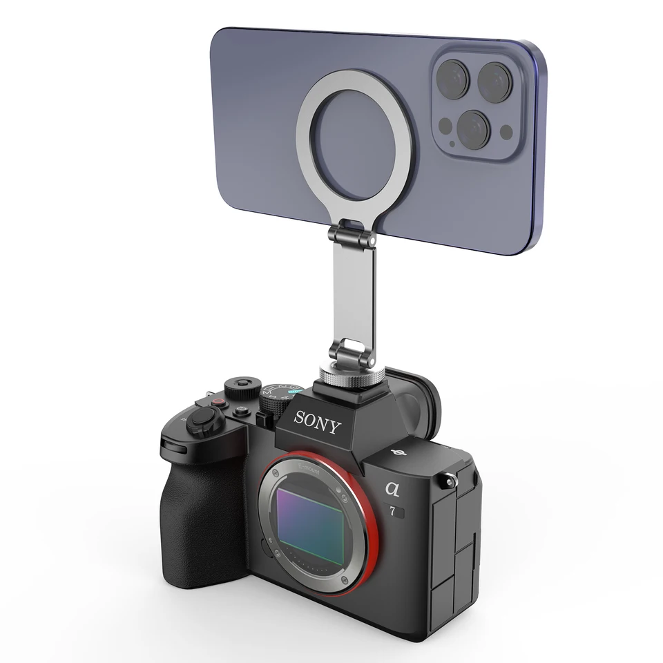 Aluminum Magnetic Camera Phone Mount With 360° Rotatable Cold Shoe Base, MagS