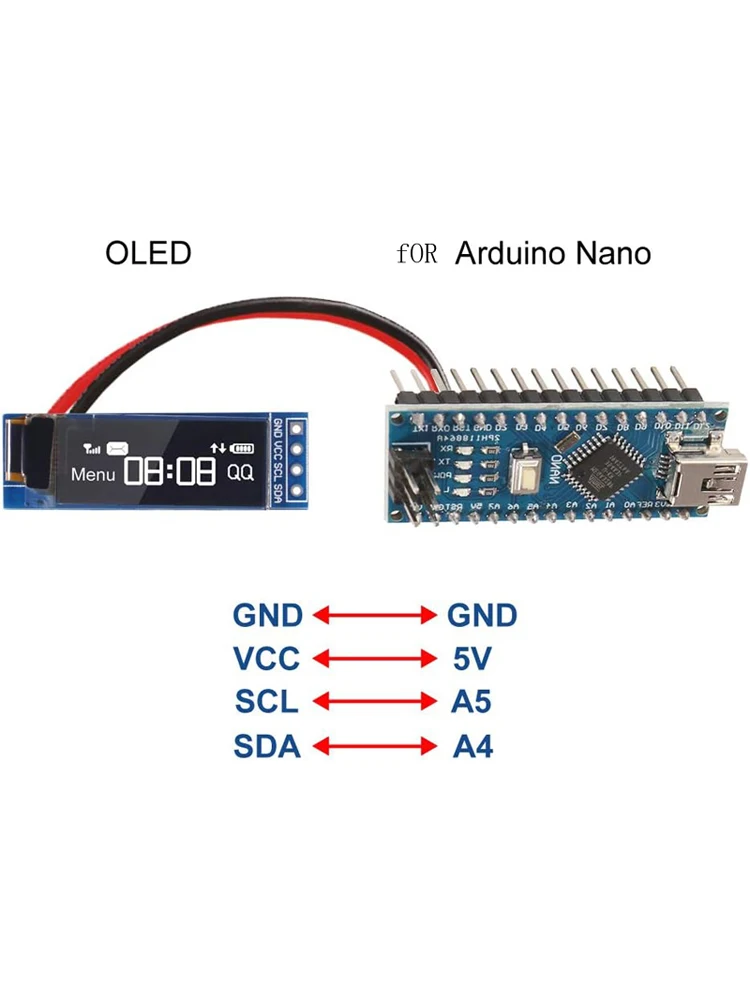 I2C OLED Display Module 0.91 Inch I2C SSD1306 OLED Display Module White / BLUE Screen Driver DC 3.3V~5V for Arduino