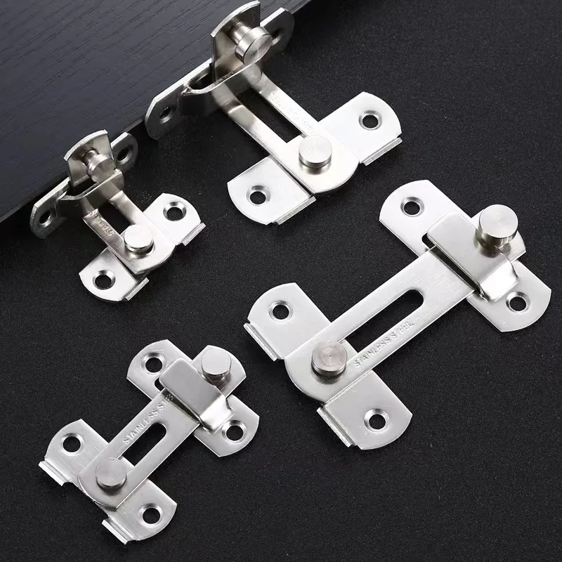 Door Latch Sliding Door Latch Door Handle Lock Door Lock Latch Door Lock 90/180 Degree Barn Bolt Cast Stainless Steel Hook Latch Window Cabinet Locks with Screws Right Angle Sliding Gate Lock