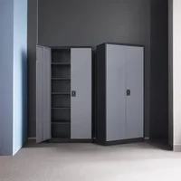 Metal Storage Cabinet with Locking Doors, Black Garage Lockable Steel Cabinets with 4 Doors and 5 Shelves for Home, Garag 2