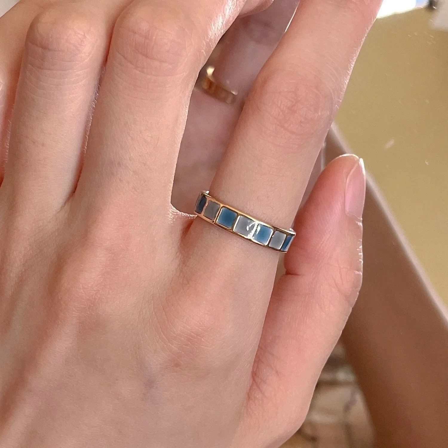 Kpop Trendy Retro Geometric Colorful Drip Glaze Open Rings For Women Adjustable Finger Rings Jewelry Gifts fashion rings