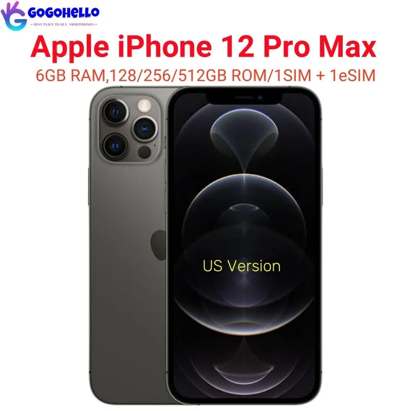 Original Apple iPhone 12 Pro Max 6.7'' 6GB 128/256/512GB ROM IOS A14 Bionic Hexa Core Triple 12MP 98% New Unlocked 5G Cellphone