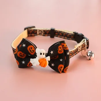 Halloween Pet Collar - Festive Cat and Dog Safety Necklace with Pumpkin, Ghost, and Witch Hat Charms