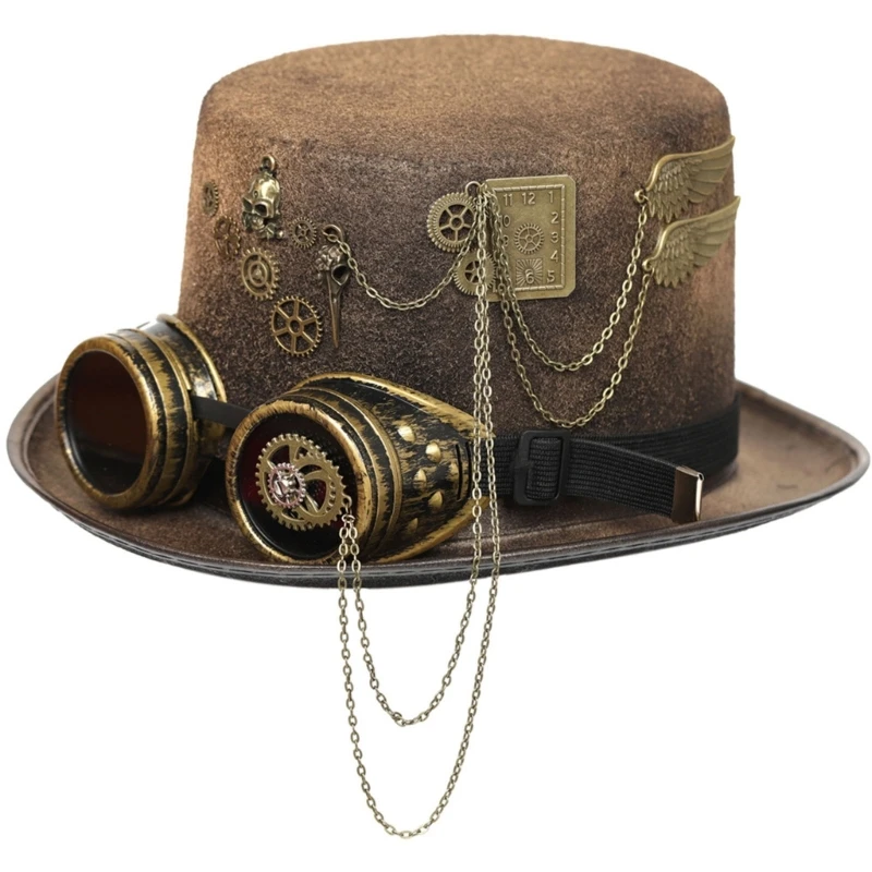 88568-50bebc.jpg S4d871646b77345eda364df49e36fddd1s Steampunk Men Hat With Goggles Gay Top Hat Jazz Hat Gothic Steampunk Top Hat For Men Non-slip Hat Carnival Nightclub Mallzona