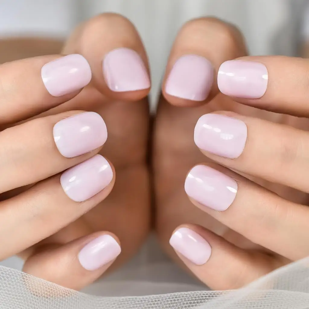 Light Pink Round Acrylic Nails