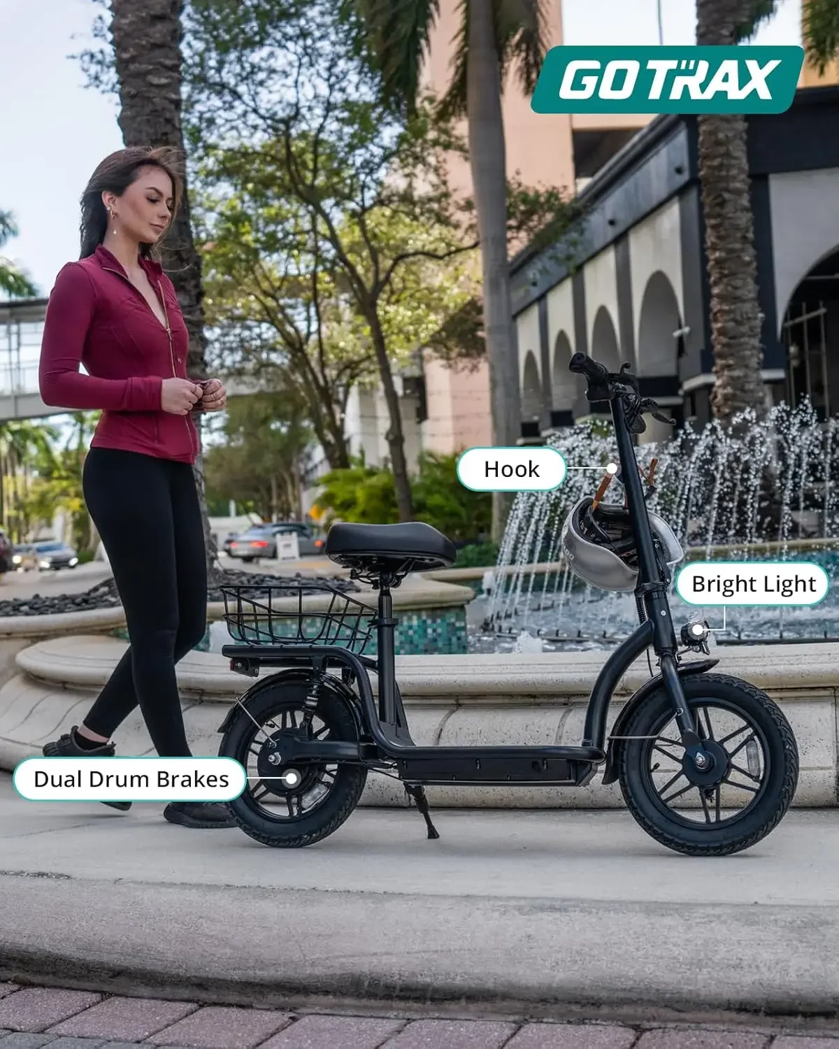 Scooter with Seat for Adult, Max 16-25miles Range, 15.5-20mph Power by 350W-500W Motor, Comfortable 14" Pneumati