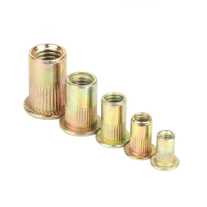 Motorcycle Rivet Nuts Brass Insert Nuts Rivet Nut Screws 1pcs 10pcs Knurled Nuts Rivet Nut Nutsert Cap Carbon Steel M3-M12 Rivnut Cap Flat Read Threaded Insert Inc Plated