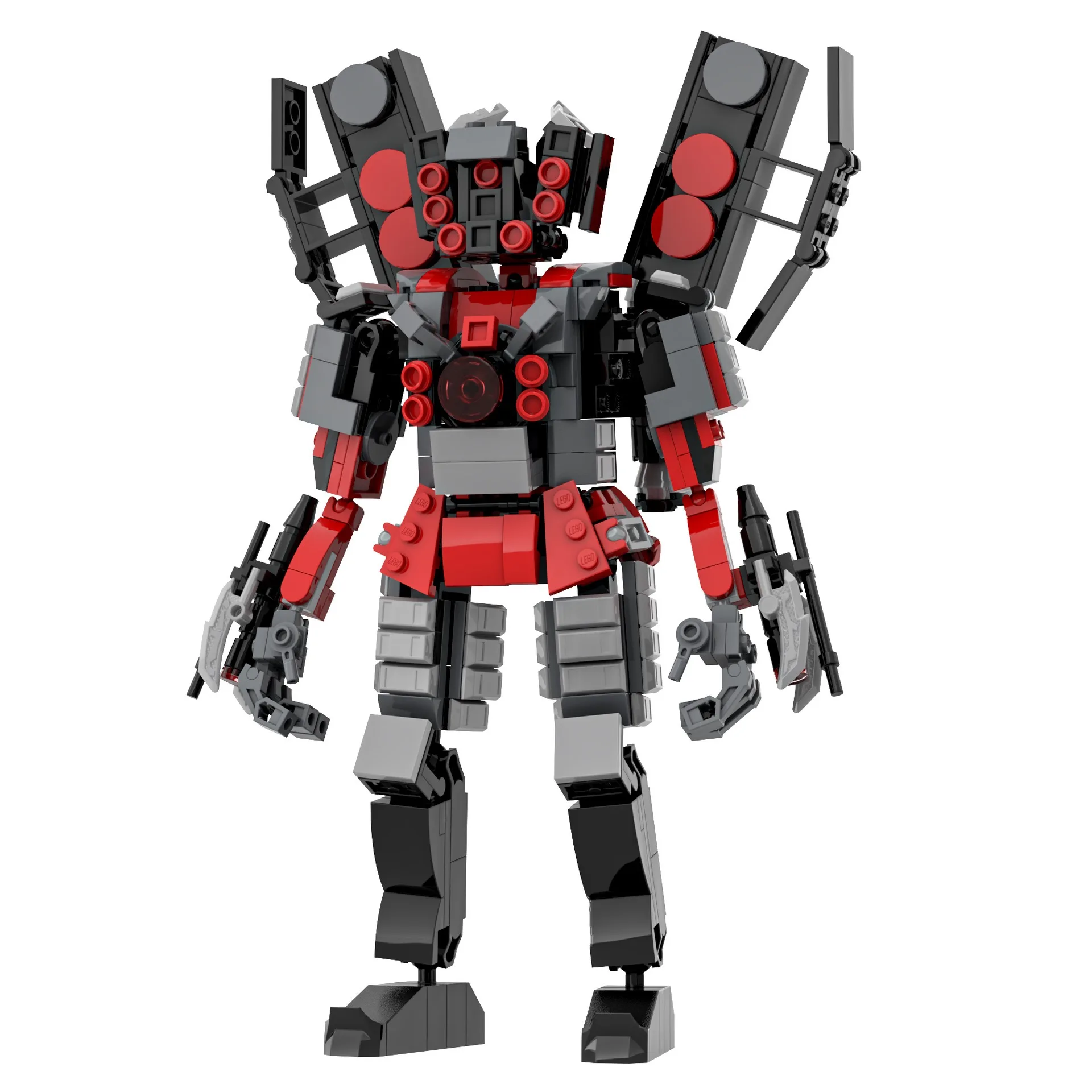 Moc Skibidi Toilet Red Armor Audio Man Set Scientist Camera Speaker Brick Toy Regalo Di Compleanno Per Bambini