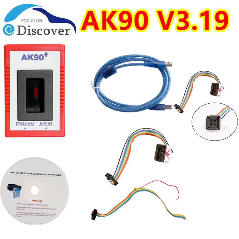 AK90+ V3.19 OBD2 Key Programmer For BMW Car Key Programming Tool Support EWS/CAS From 1995-2009 Identify Keys