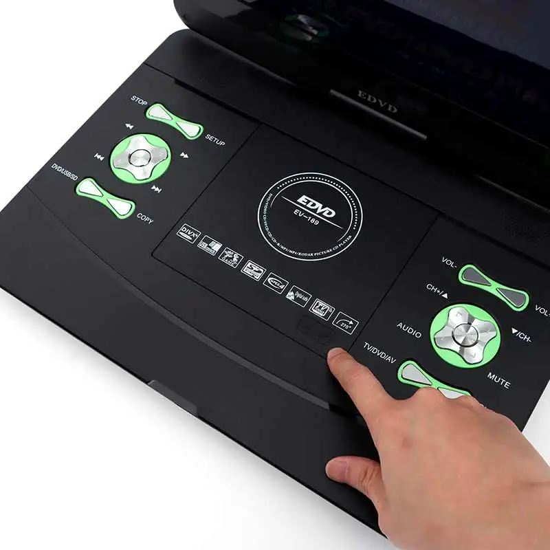 18.9Portable DVD Player with 13.3 HD Swivel Screen, Support Multiple DVD CD Formats/USB/SD Card/Sync TV,Remote Control