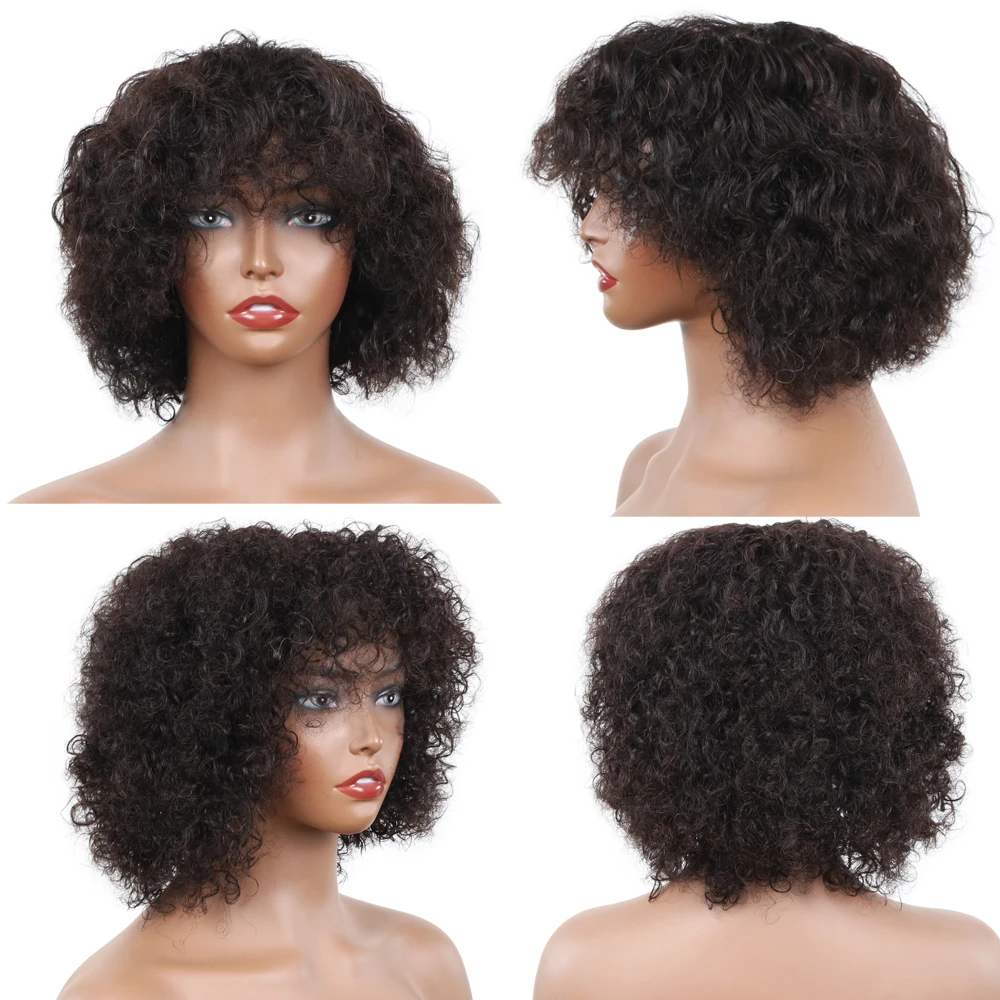Parrucche Testa Esplosiva Parrucca Sintetica Corta Afro Crespo Capelli Ricci Per Donne Nere Parrucche Glueless Ombre Africane Regolari Parrucca Cosplay - Foto 14