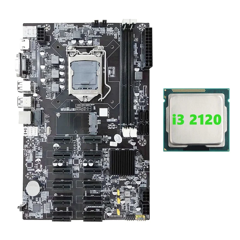 best desktop motherboard B75 12 PCIE ETH Mining Motherboard+I3 2120 CPU LGA1155 MSATA USB3.0 SATA3.0 Support DDR3 RAM B75 BTC Miner Motherboard motherboard pc